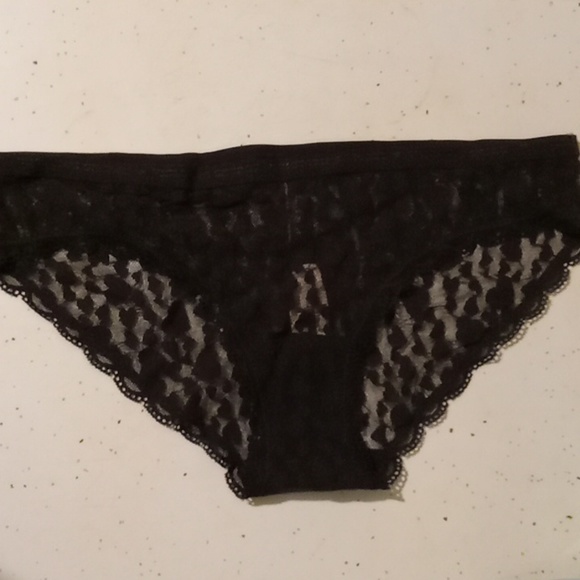 Victoria secret- Black Sheer Leopard Heart Print Bikini Style-M - Picture 1 of 5